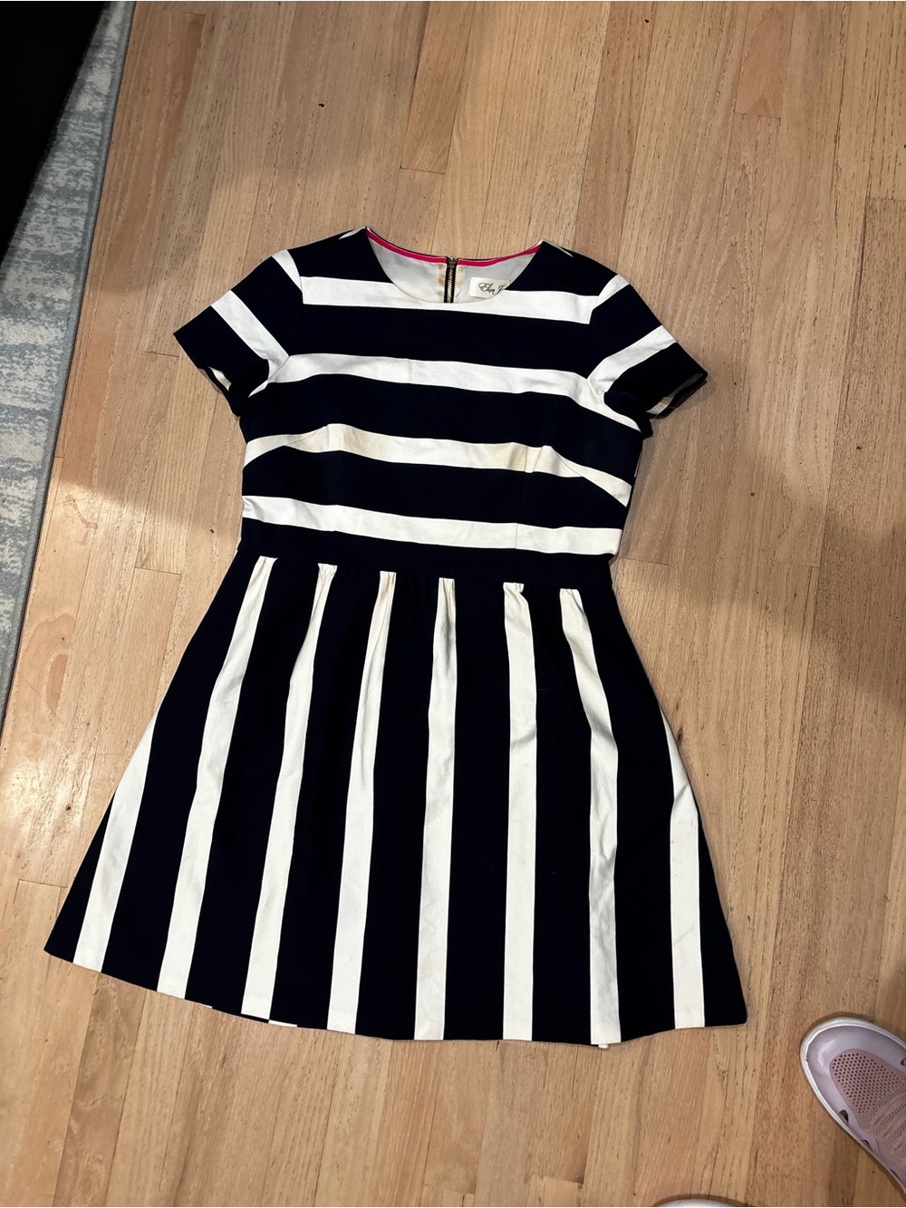 Eliza J Navy and White Striped Fit-and-Flare Dress